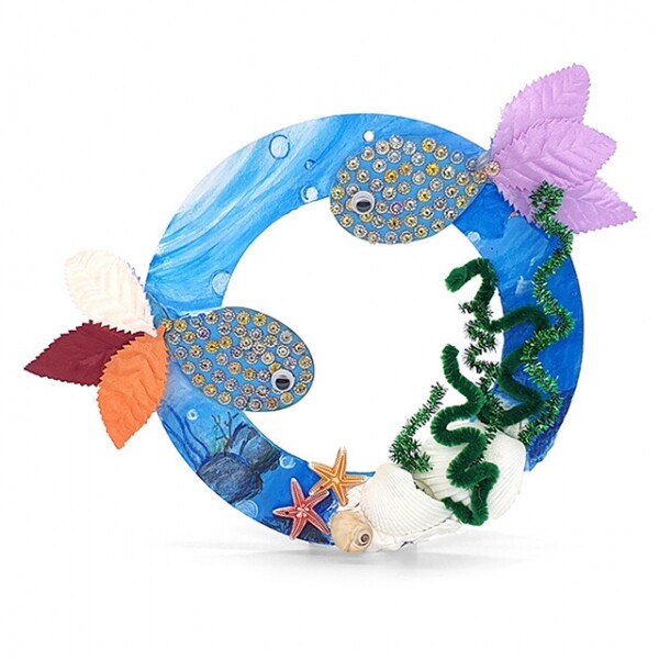 키즈킹-창의미술 만들기,원형 나무리스 만들기/물고기 친구