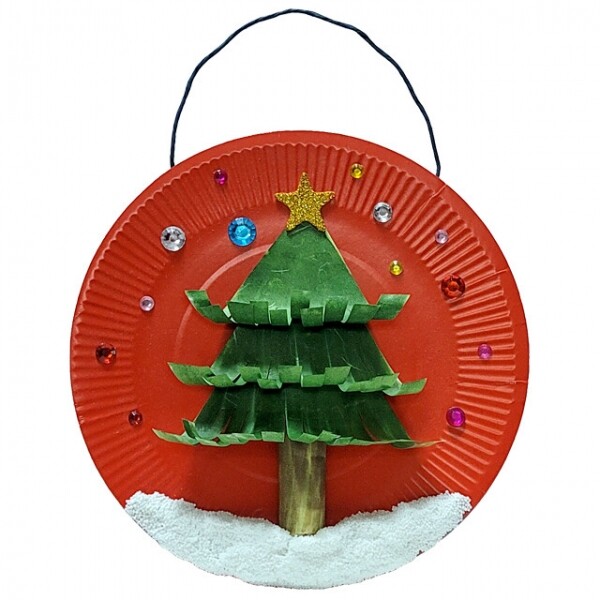 키즈킹-창의미술 만들기,크리스마스 종이접시 트리 액자 만들기